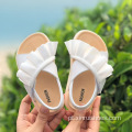 Sandálias planas de princesa de babados para meninas